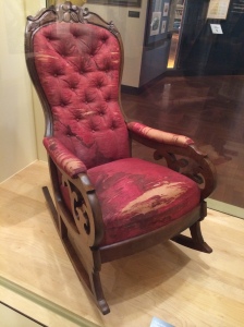 The chair stained with Lincoln's blood.